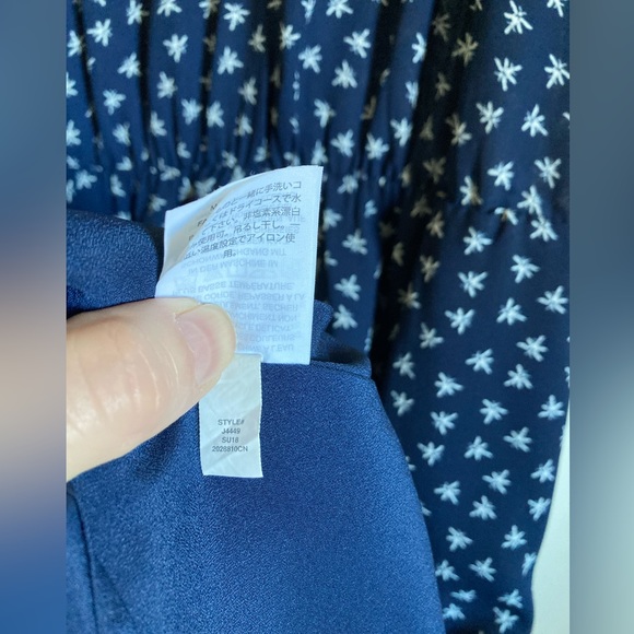 J. Crew Mercantile Navy White Dragonfly Print Side Pocket Midi Dress - Picture 7 of 13